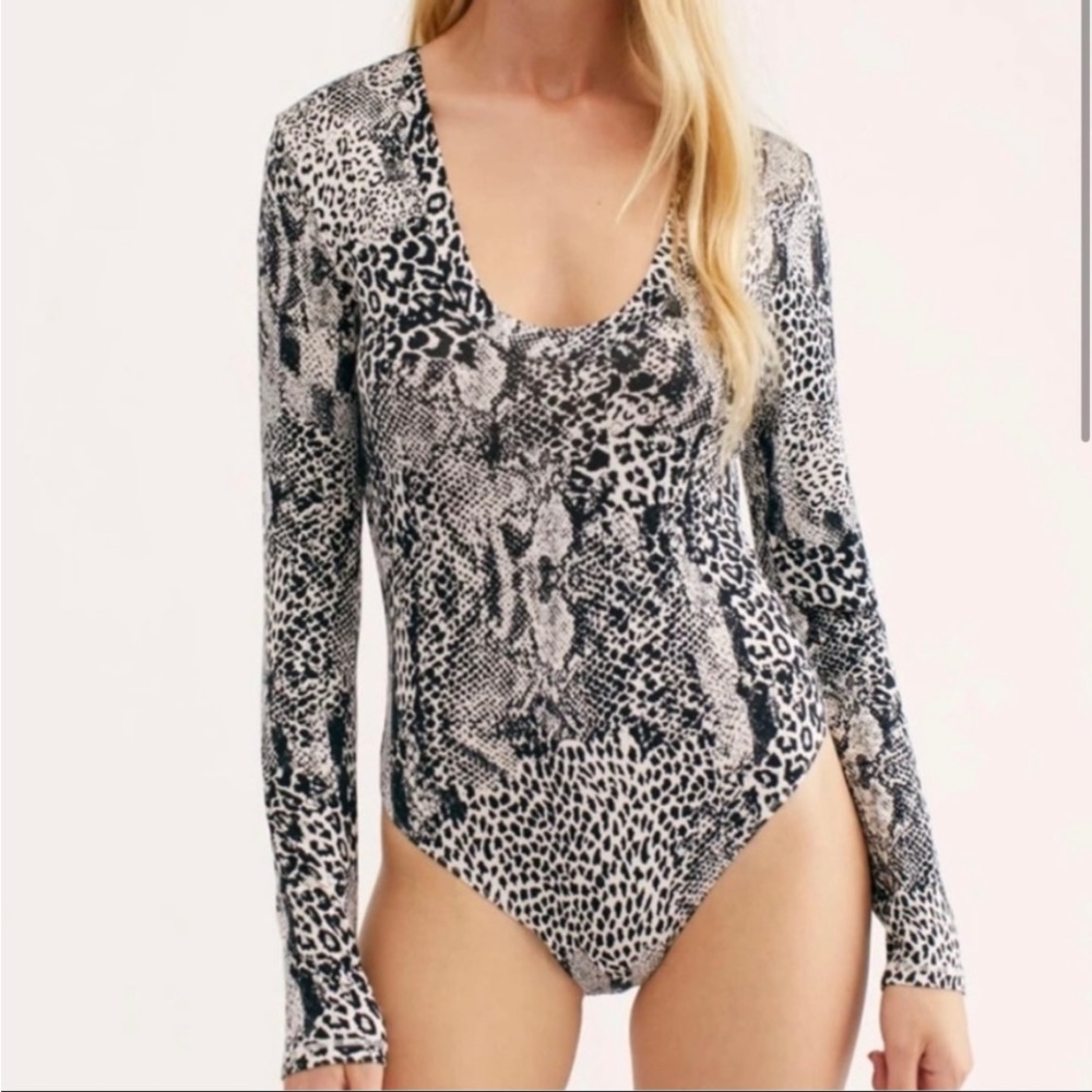 NWOT Free People Gotcha Snakeskin Bodysuit. Tag just fell off.